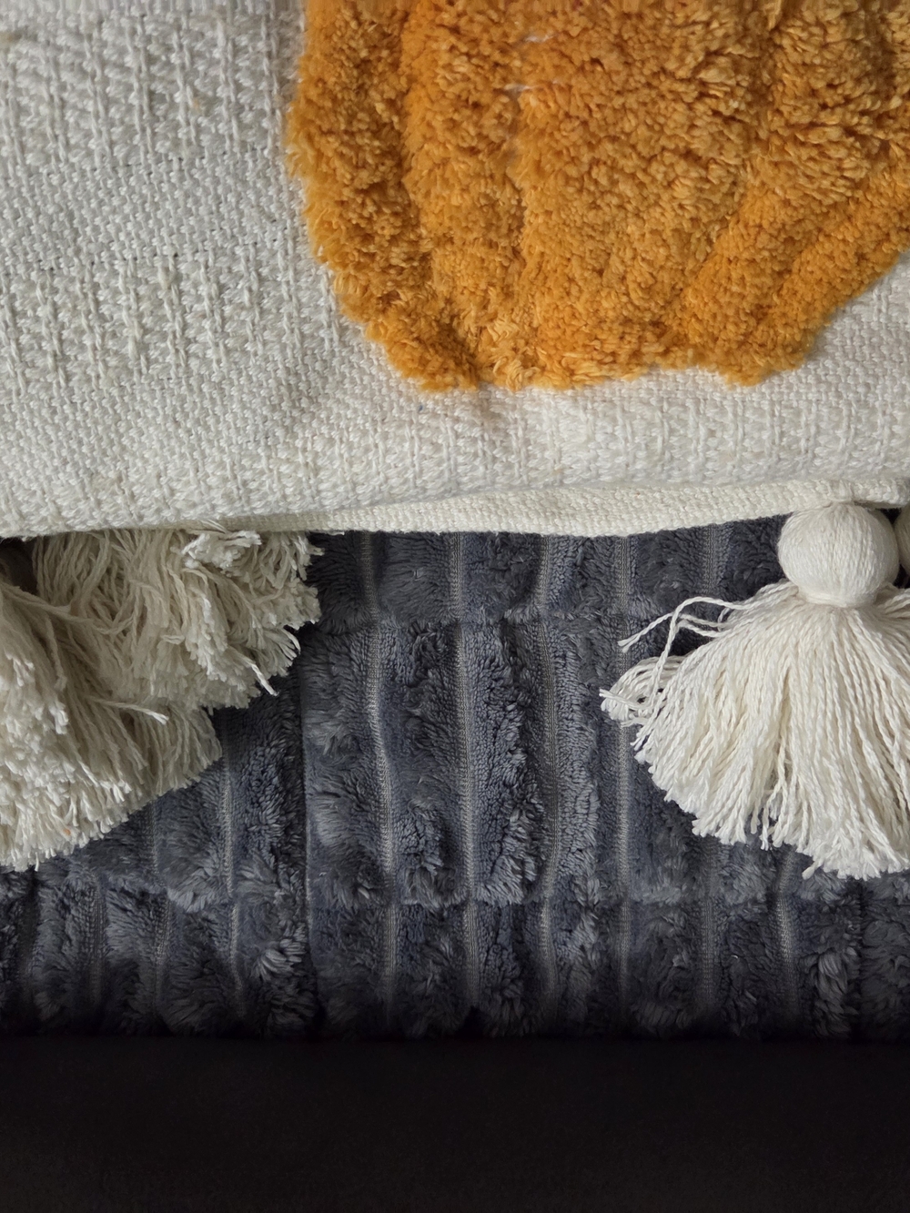 The Farmhouse Rachel Ashwell Cream Throw with Orange Pumpkin Motifs - Picture 4 of 6